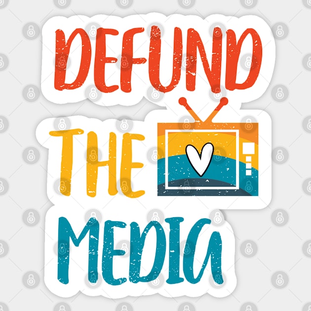 Distressed Retro Vintage Defund The Media Sticker by WassilArt